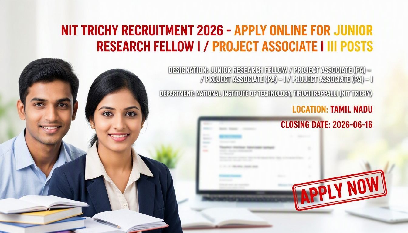 Cover image for NIT Trichy Recruitment 2026 - Apply Online for Junior Research Fellow / Project Associate I / Project Associate II Posts