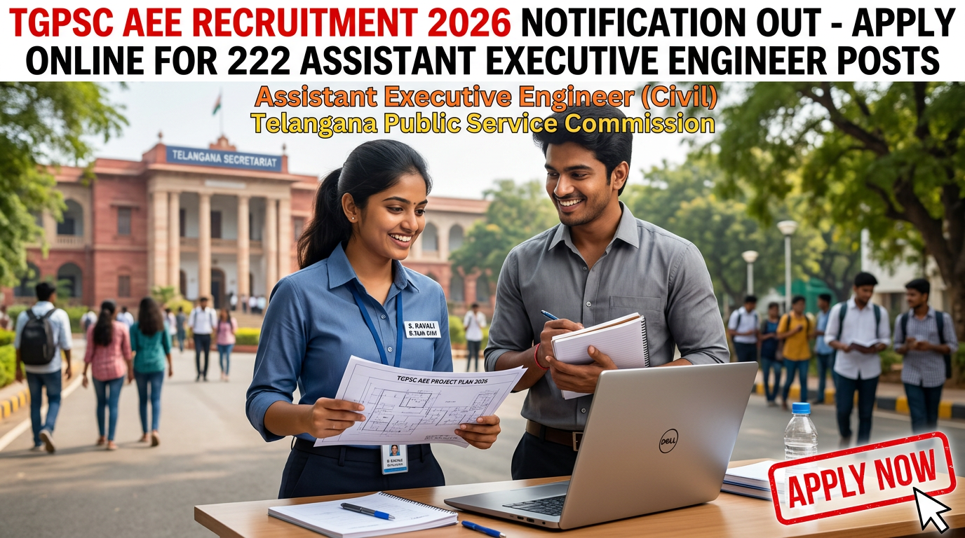 TGPSC Assistant Executive Engineer Civil Recruitment 2026 notification for 222 vacancies