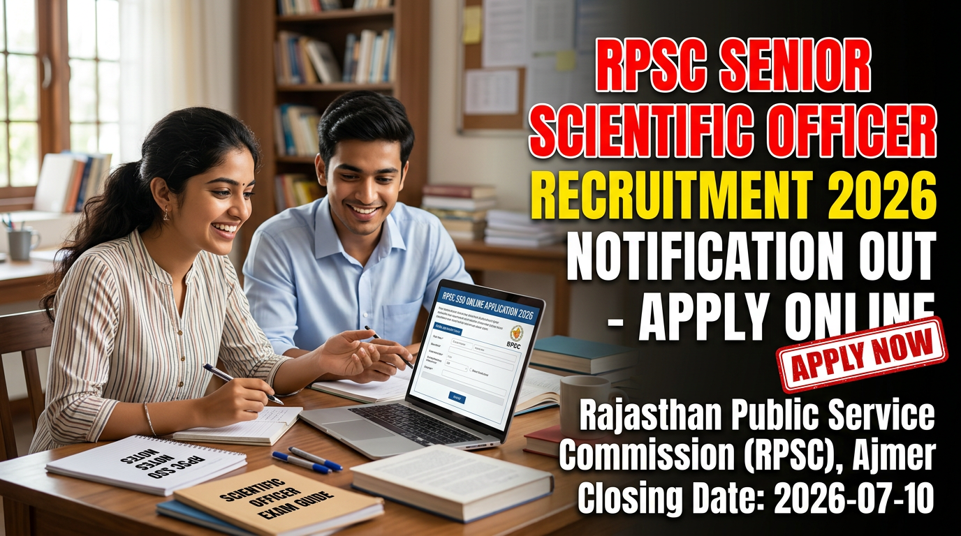 RPSC Senior Scientific Officer Recruitment 2026 notification for 3 vacancies in Rajasthan Forensic Science Laboratory