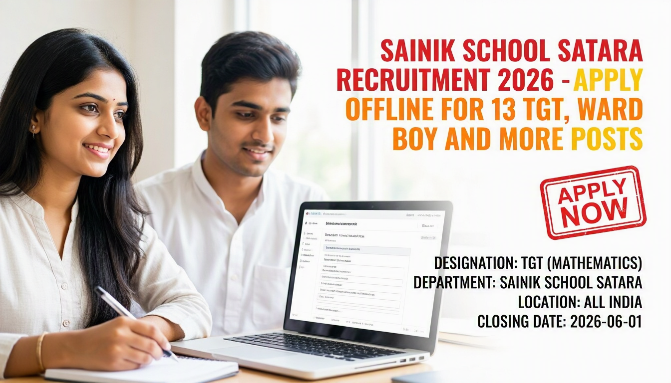 Cover image for Sainik School Satara Recruitment 2026 - Apply Offline for 13 TGT, Ward Boy and More Posts