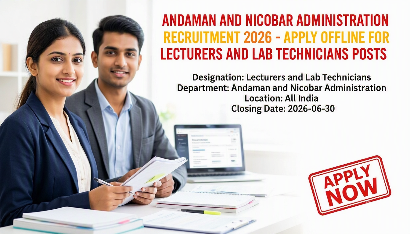 Cover image for Andaman and Nicobar Administration Recruitment 2026 - Apply Offline for Lecturers and Lab Technicians Posts