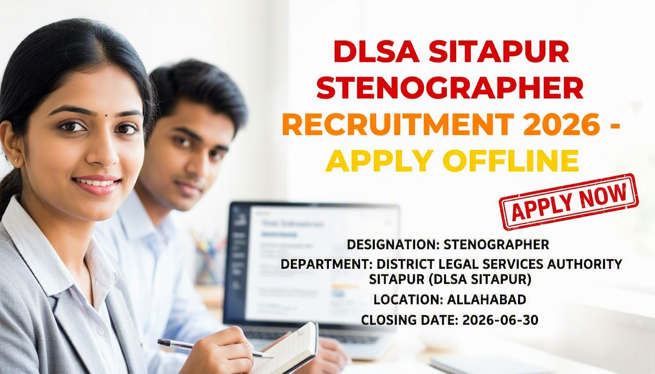 Cover image for DLSA Sitapur Stenographer Recruitment 2026 - Apply Offline