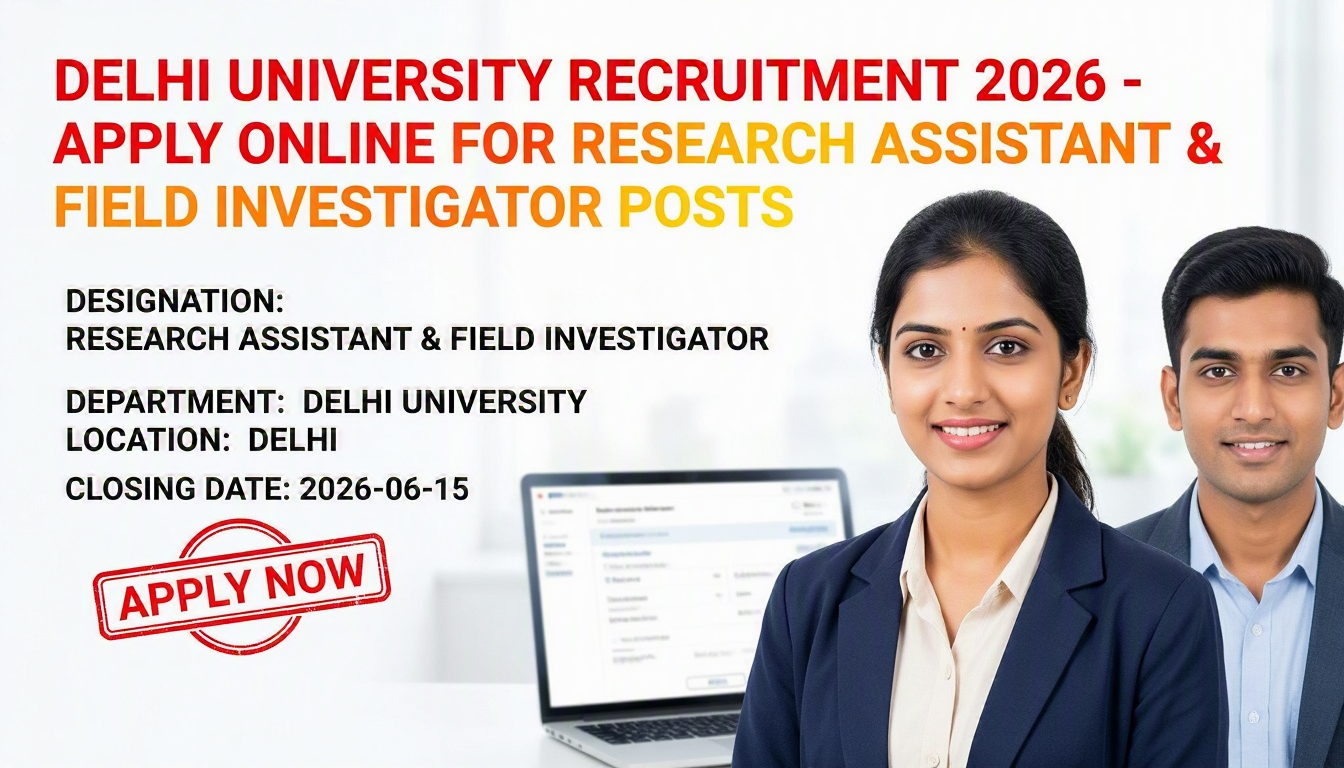 Cover image for Delhi University Recruitment 2026 - Apply Online for Research Assistant & Field Investigator Posts
