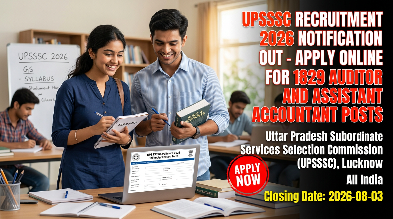 UPSSSC Auditor and Assistant Accountant Recruitment 2026 notification for 1829 government posts