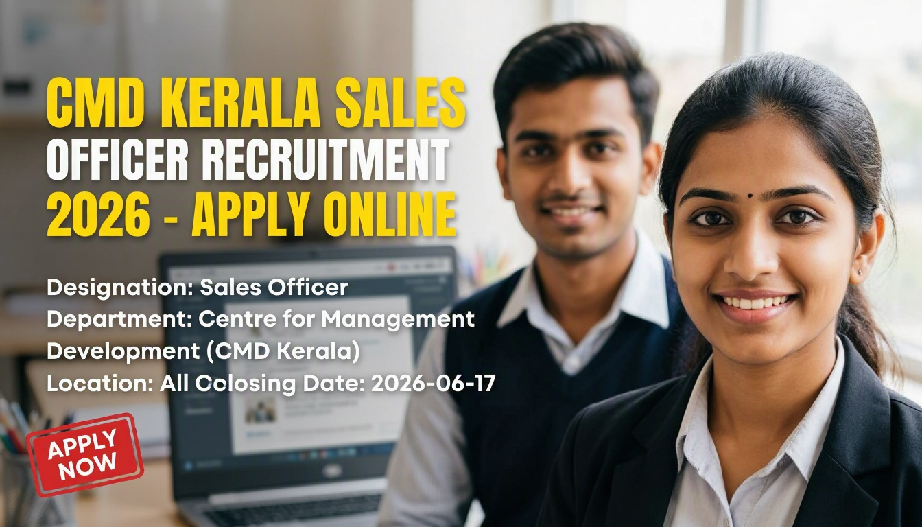 CMD Kerala Sales Officer Recruitment 2026 notification for 2 posts with MBA qualification requirement