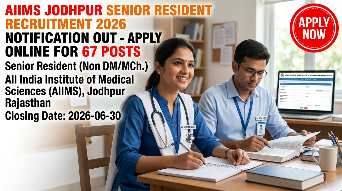 AIIMS Jodhpur Senior Resident Recruitment 2026 notification for 67 medical positions