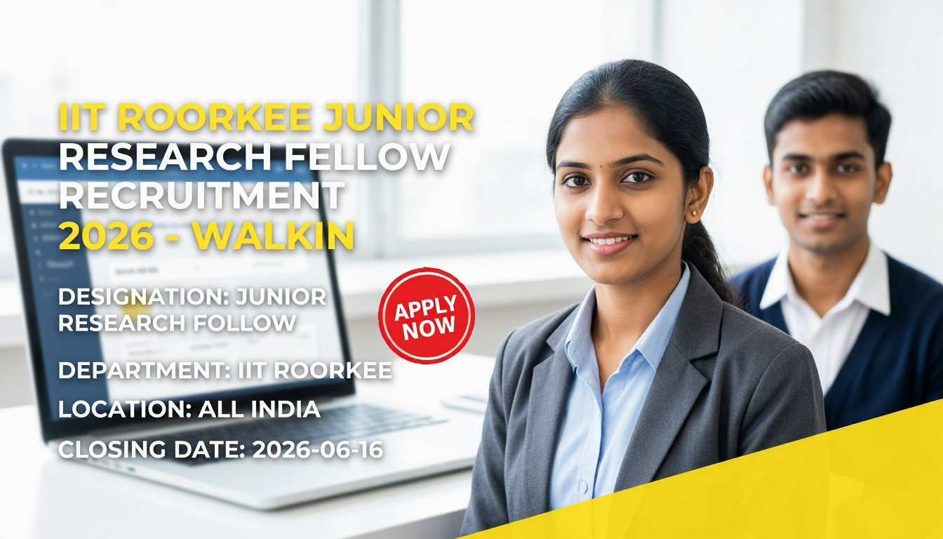 IIT Roorkee Junior Research Fellow recruitment 2026 notification for walk-in interview