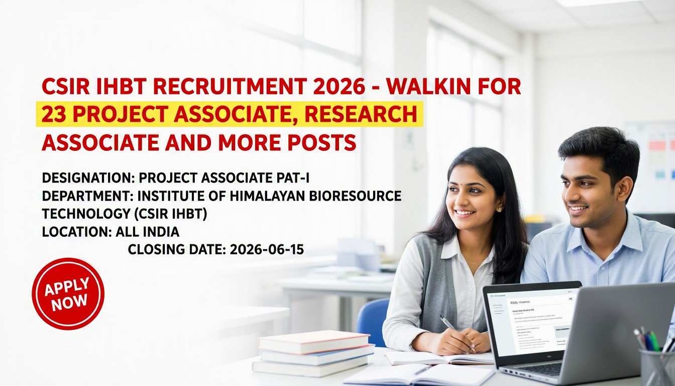 CSIR IHBT Recruitment 2026 notification for Project Associate and Research Associate positions