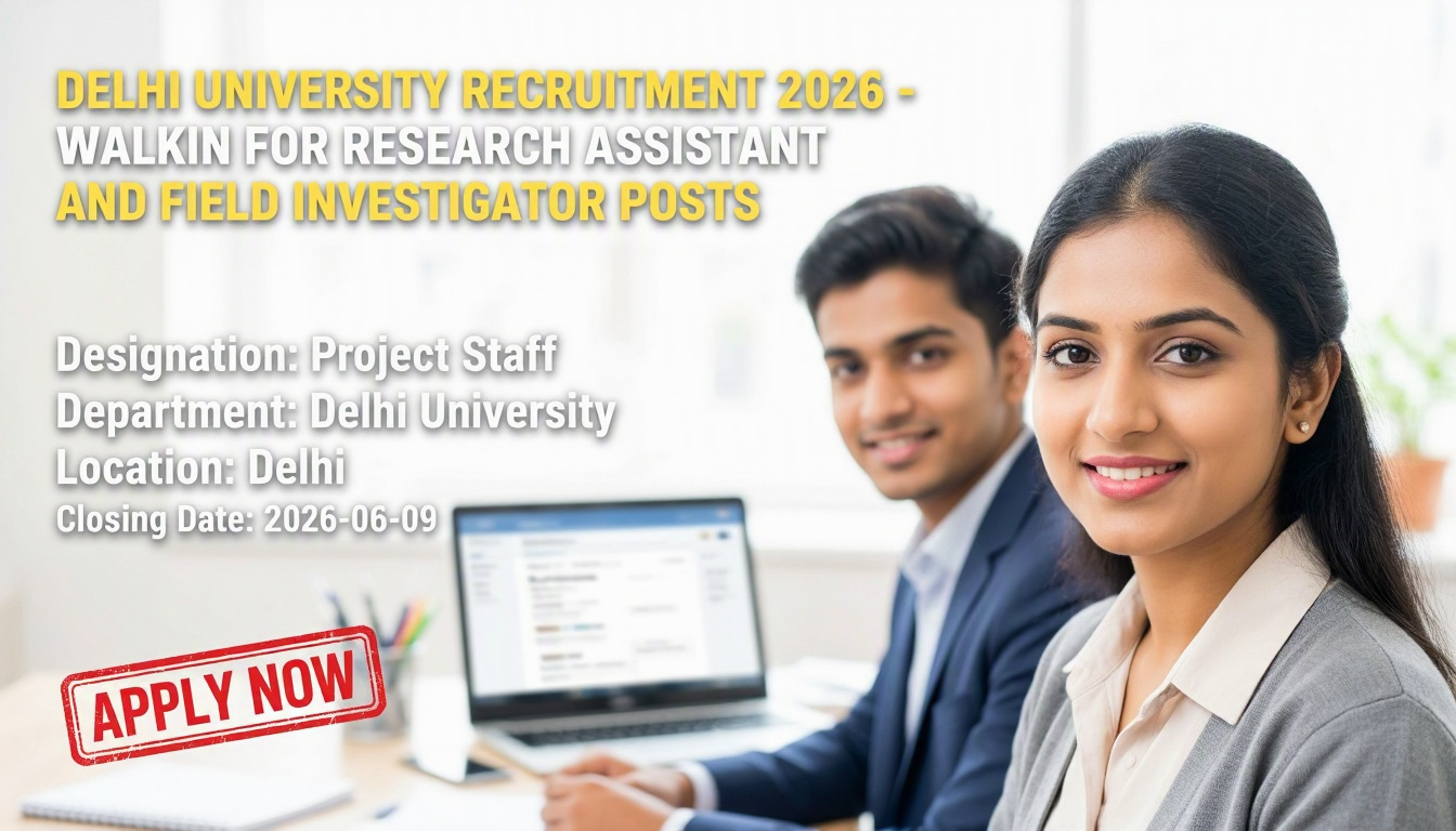 Delhi University Project Staff Recruitment 2026 for Research Assistant and Field Investigator positions