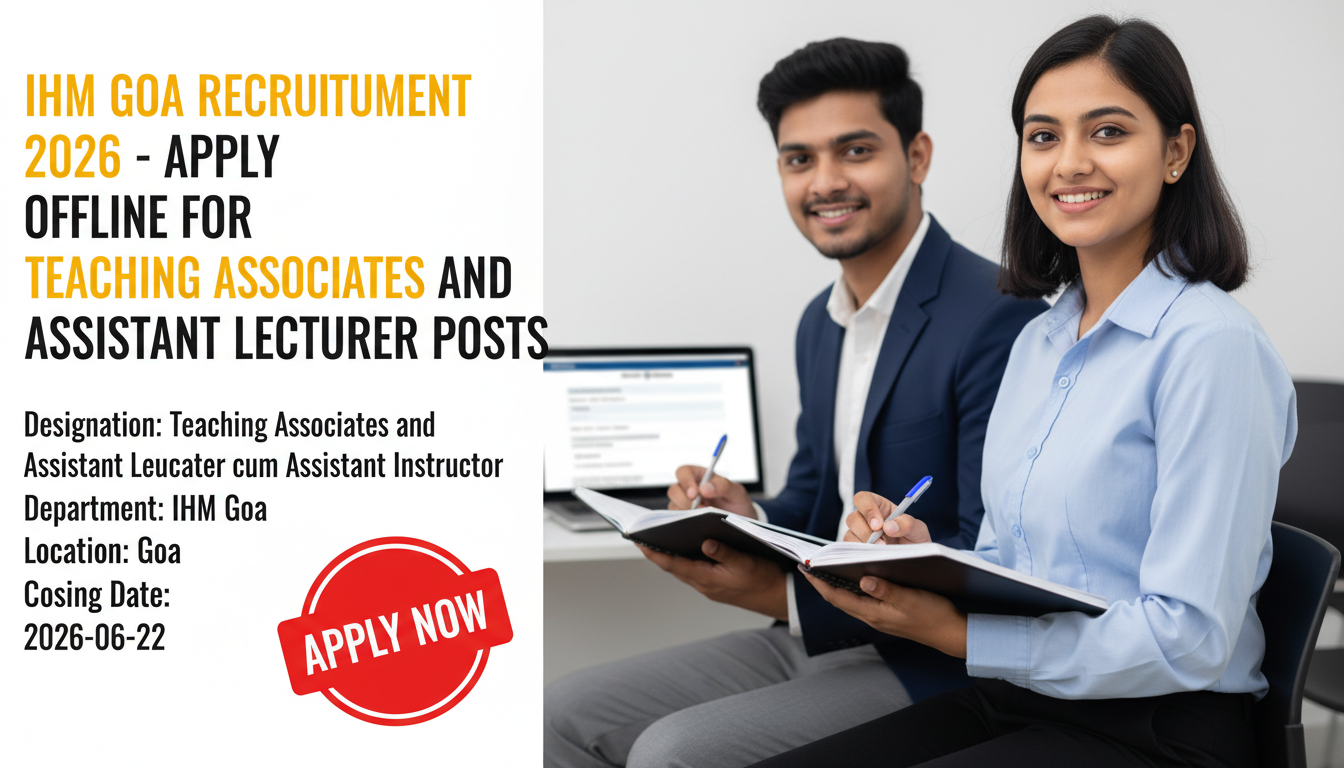 IHM Goa Teaching Associate and Assistant Lecturer Recruitment 2026 notification