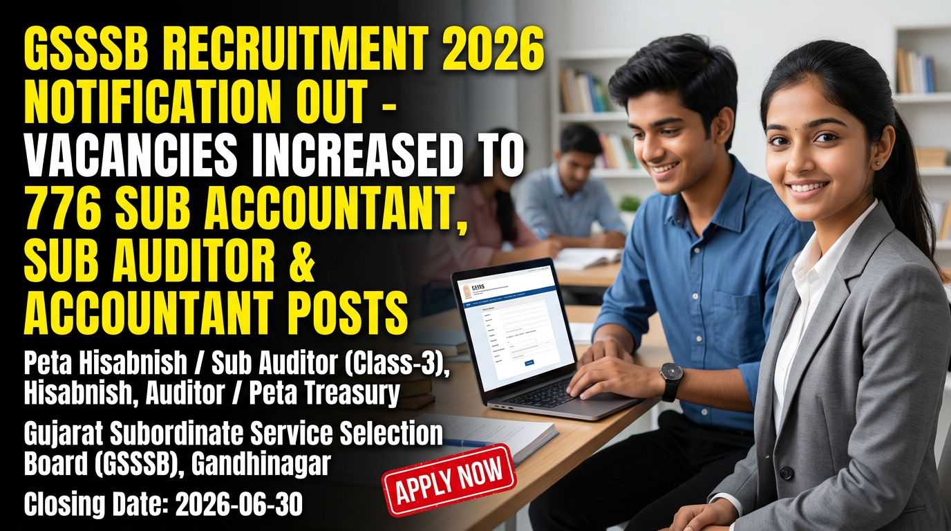 GSSSB Gujarat Subordinate Service Selection Board recruitment 2026 for Sub Accountant and Auditor positions