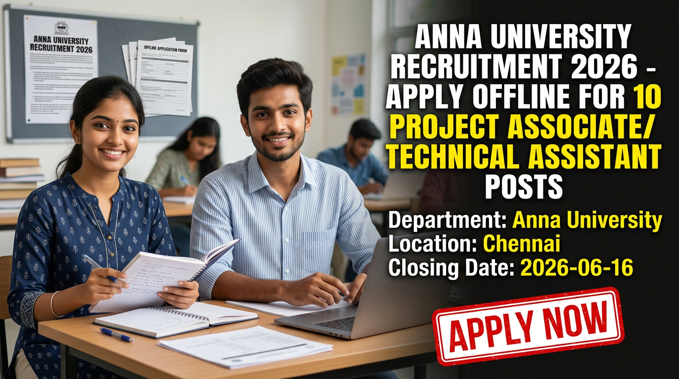 Anna University Chennai Project Associate Technical Assistant Recruitment 2026 notification