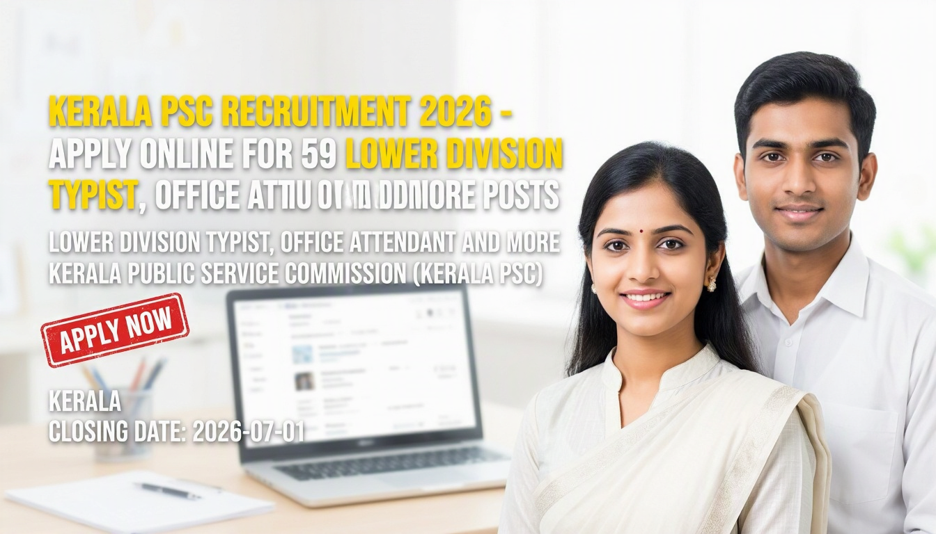 Kerala PSC Recruitment 2026 notification for Lower Division Typist, Office Attendant and other government posts