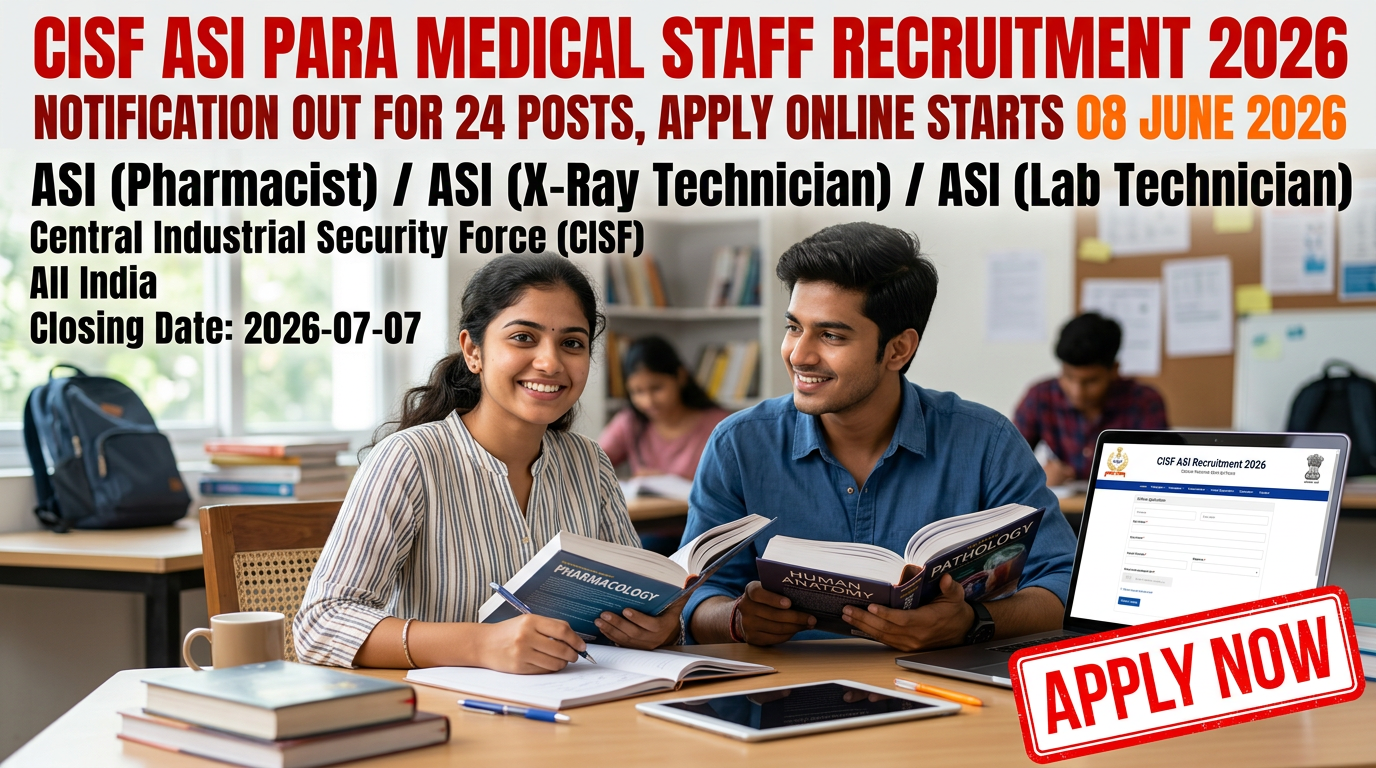 CISF ASI Para Medical Staff Recruitment 2024 notification for 24 posts