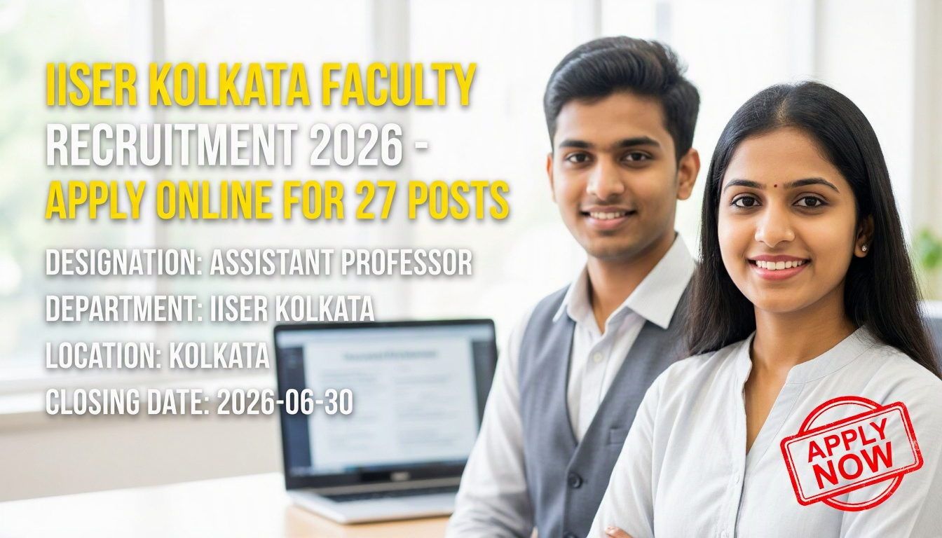 IISER Kolkata Assistant Professor Recruitment 2026 notification for 27 faculty positions