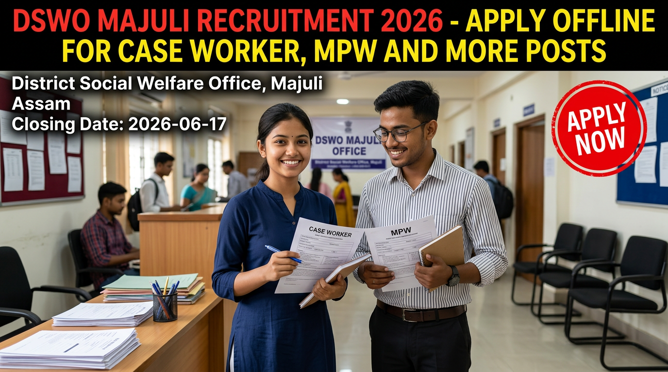 DSWO Majuli Recruitment 2026 notification for Case Worker, MPW and other posts