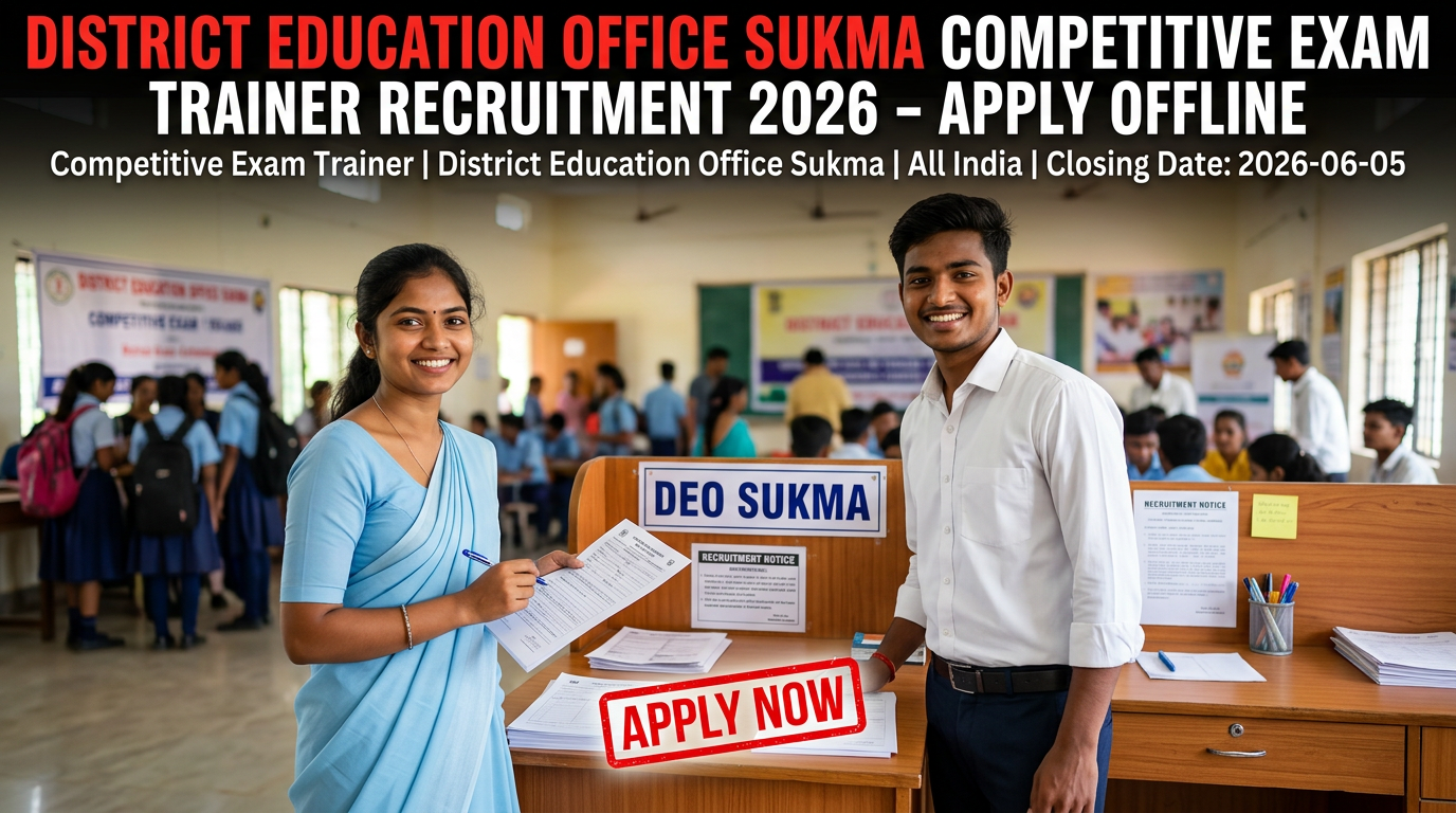 District Education Office Sukma Competitive Exam Trainer Recruitment 2026 notification