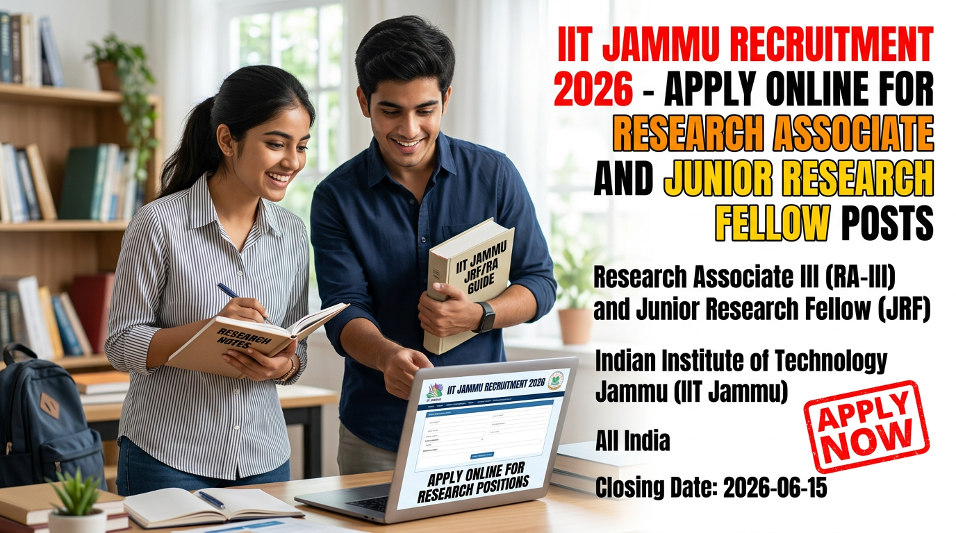 IIT Jammu Research Associate and Junior Research Fellow recruitment 2026 official notification
