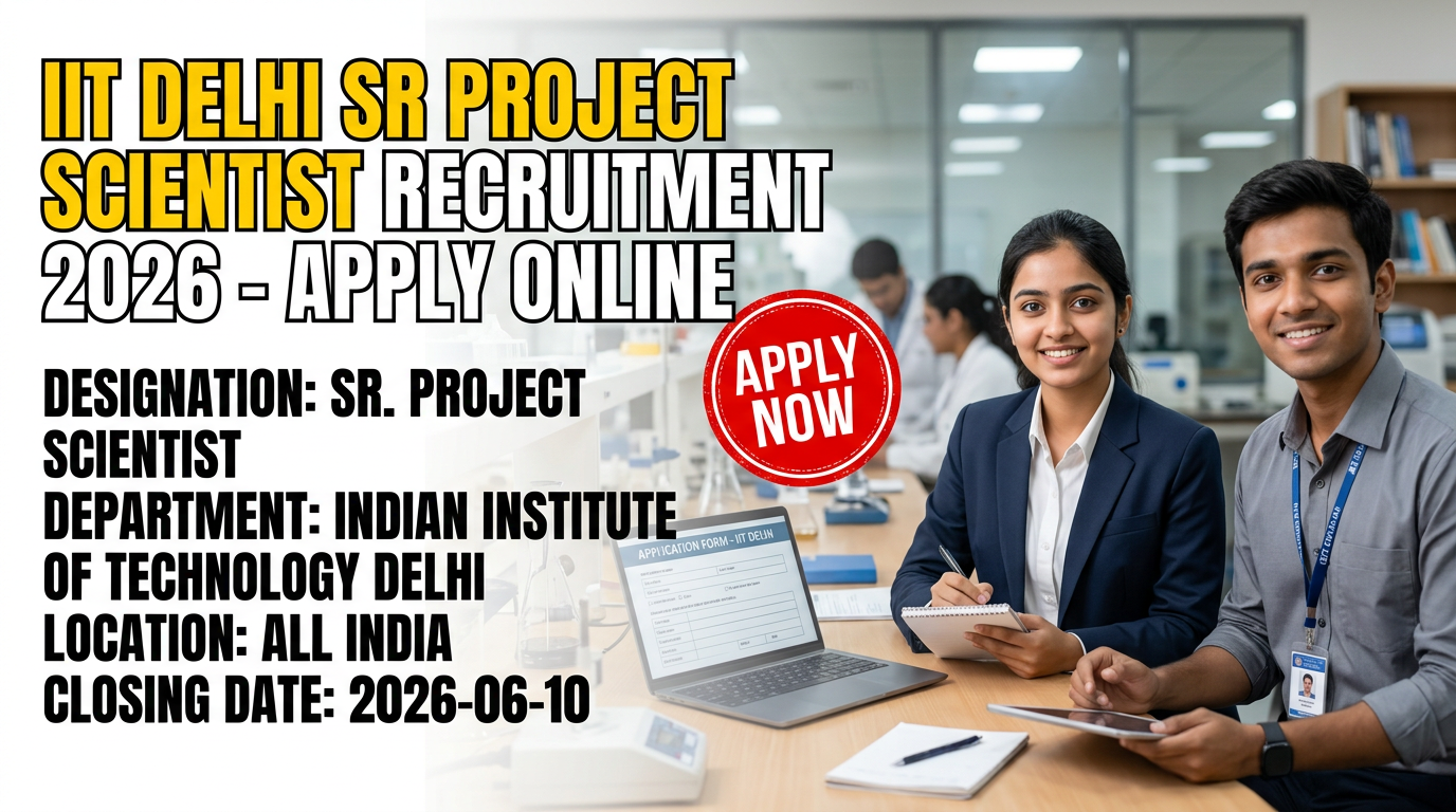 IIT Delhi Sr Project Scientist Recruitment 2026 official notification