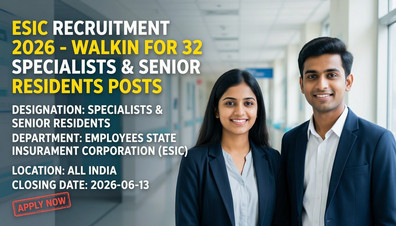 ESIC Recruitment 2026 for Specialists and Senior Residents walk-in interview notification