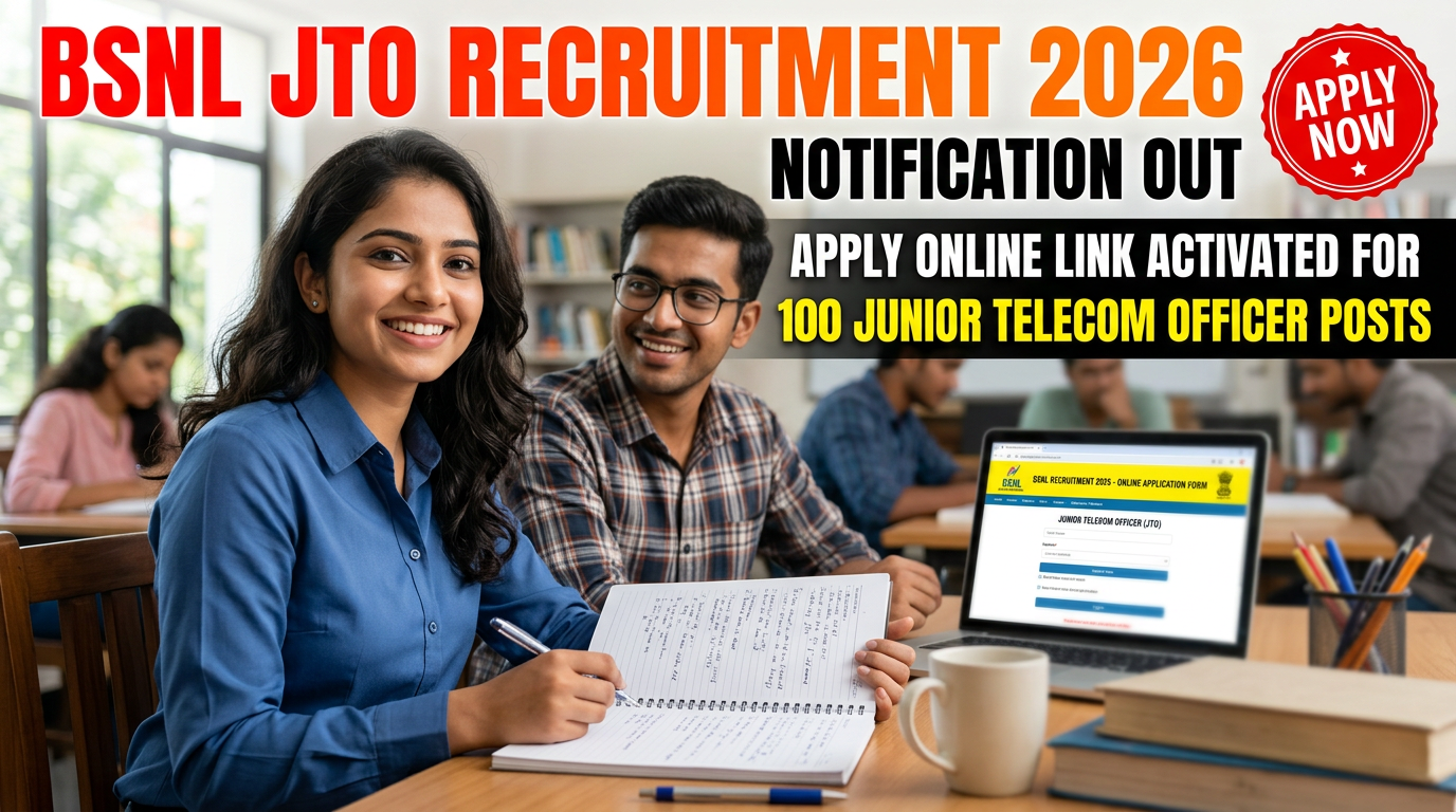 BSNL Junior Telecom Officer Recruitment 2026 notification for 100 posts