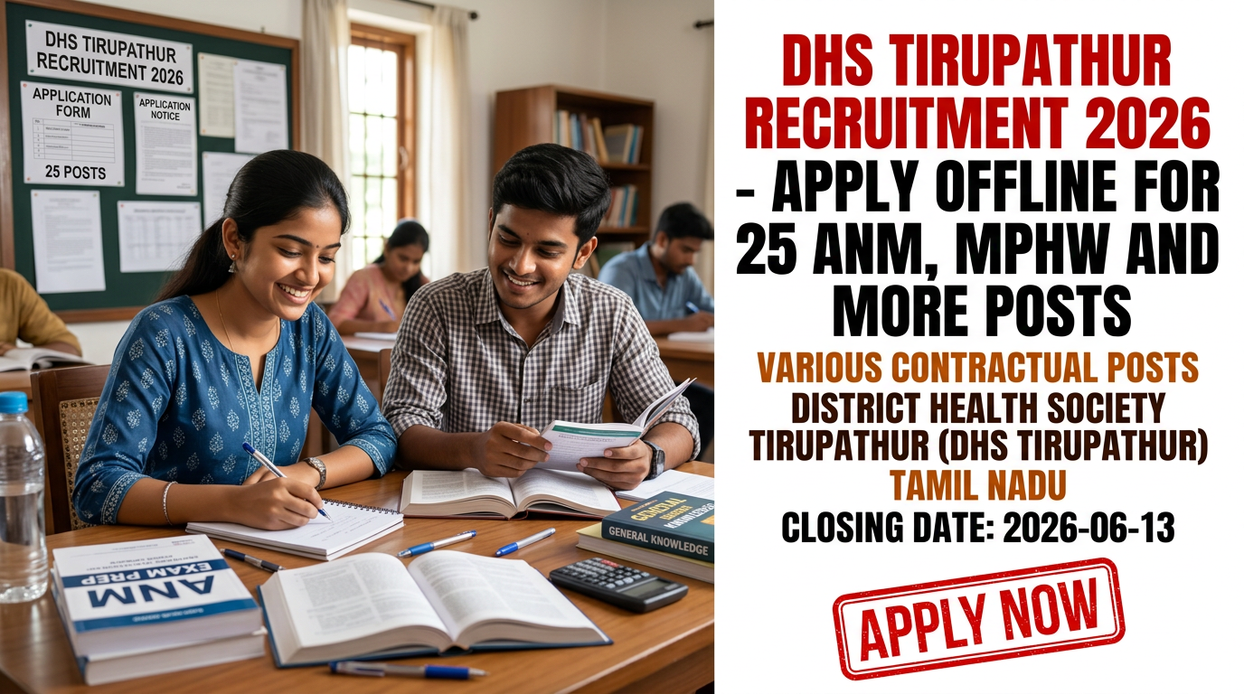 DHS Tirupathur Recruitment 2026 notification for 25 contractual healthcare positions