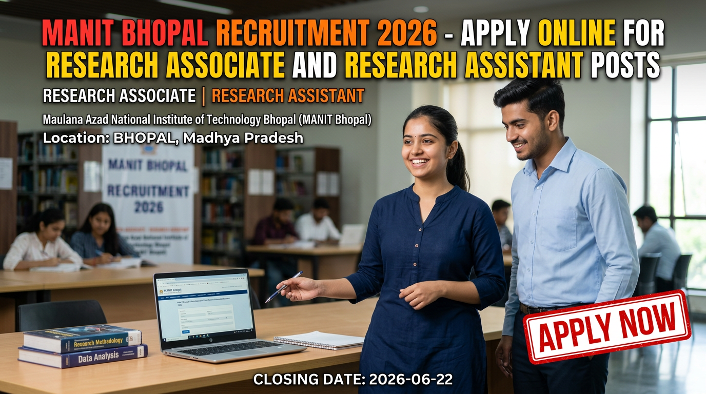 MANIT Bhopal Research Associate and Research Assistant Recruitment 2026 notification