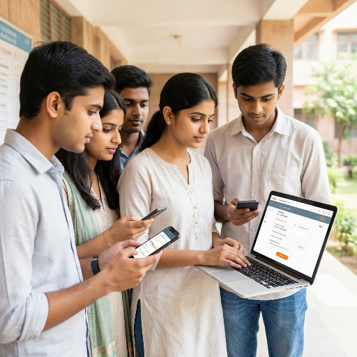 Young Indian candidates checking Power Grid Corporation of India Ltd. (POWERGRID) recruitment…