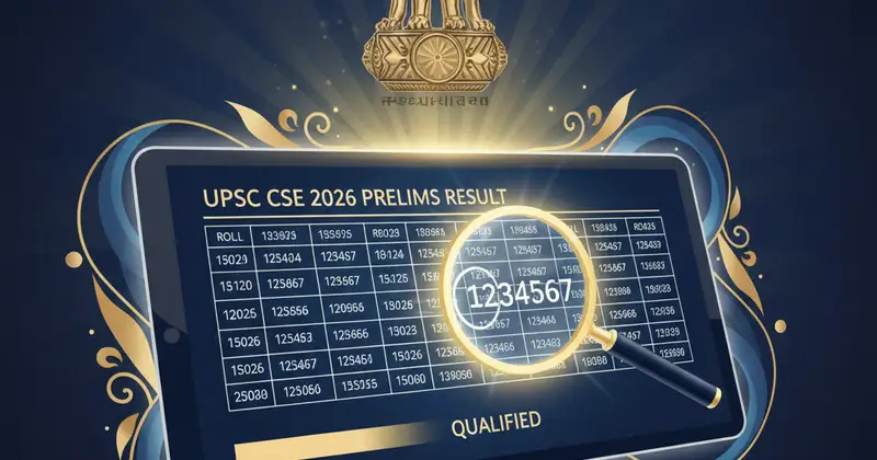 UPSC CSE Prelims Result 2026 announcement with official logo and candidates checking results