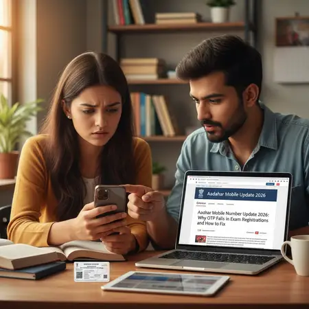 Here's an image that captures the essence of an Aadhaar mobile number update issue during exam…