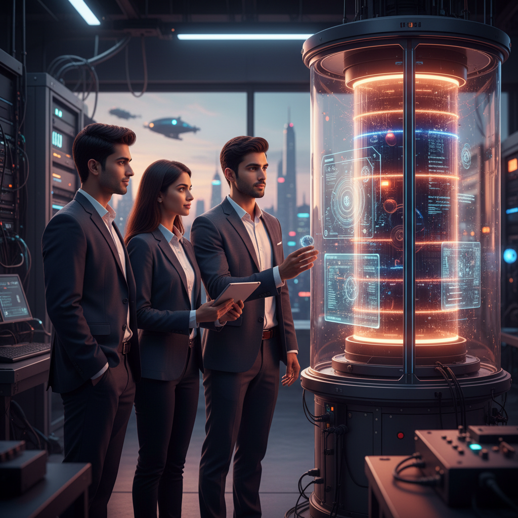 Here's an image that captures the essence of India's leap into quantum technology, suitable for…