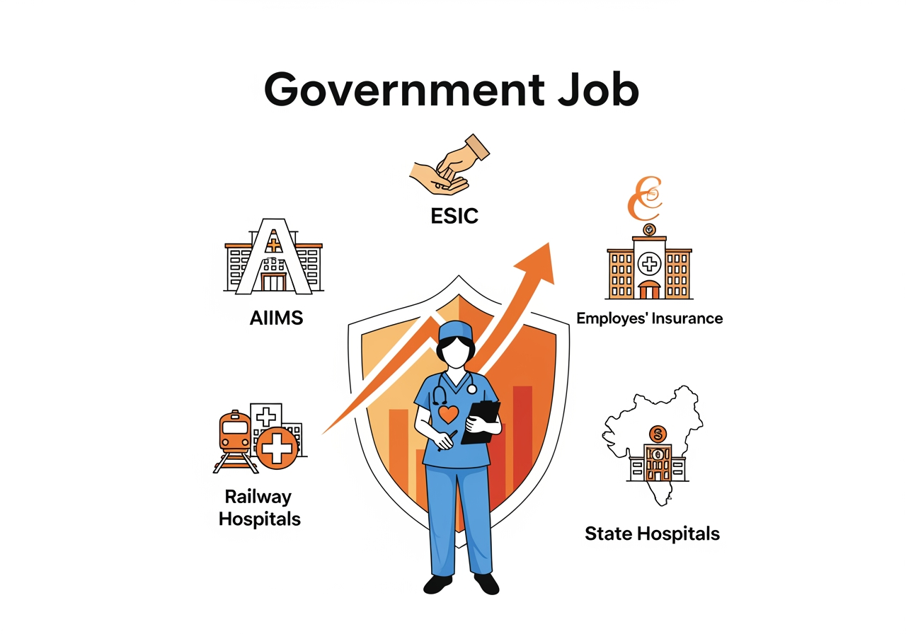 नर्सिंग ऑफिसर सरकारी नौकरी 2026: AIIMS, ESIC, रेलवे और राज्य अस्पताल गाइड