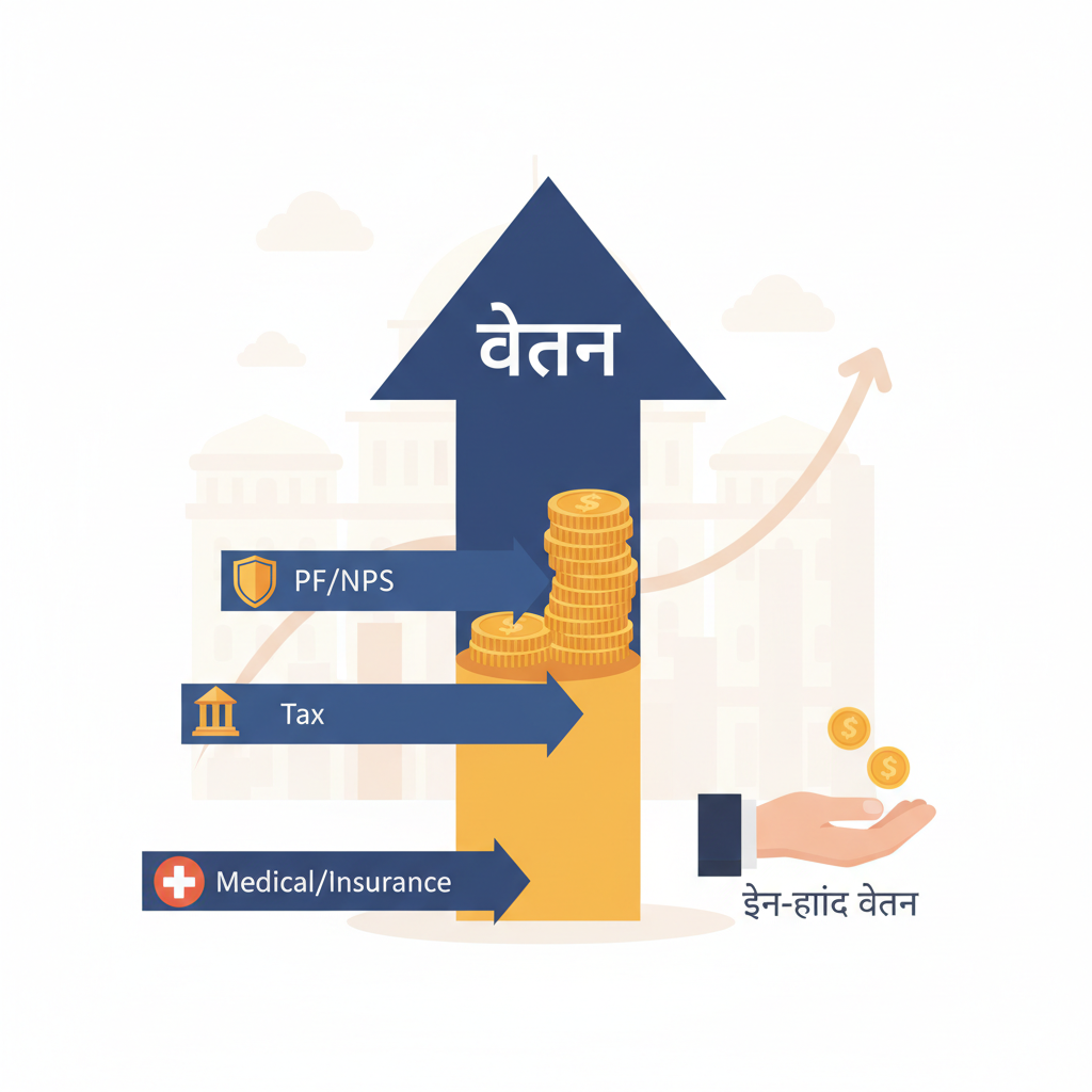Sure, here is an illustration for the &amp;quot;इन-हैंड वेतन और कटौतियाँ&amp;quot; section of your…