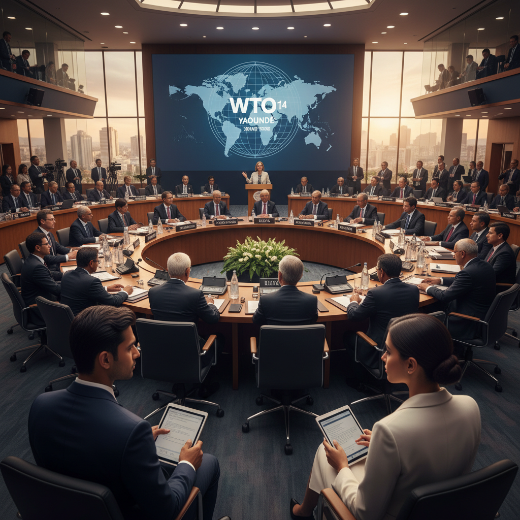 Here's a photorealistic, editorial-quality image suitable for your blog post section about the WTO…