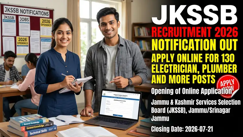 JKSSB Recruitment 2026 notification for 130 technical government posts in Jammu & Kashmir