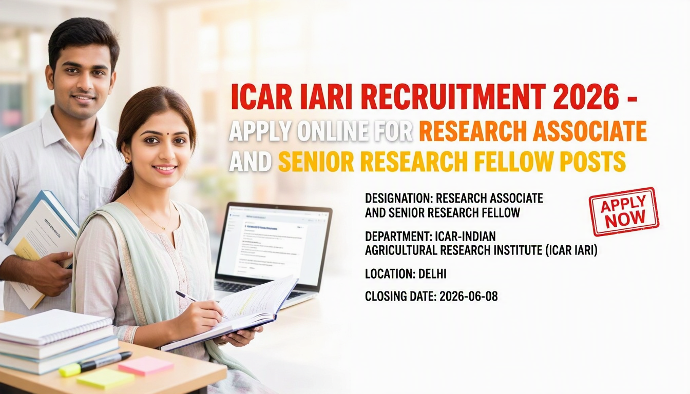 ICAR IARI Research Associate and Senior Research Fellow Recruitment 2026 notification