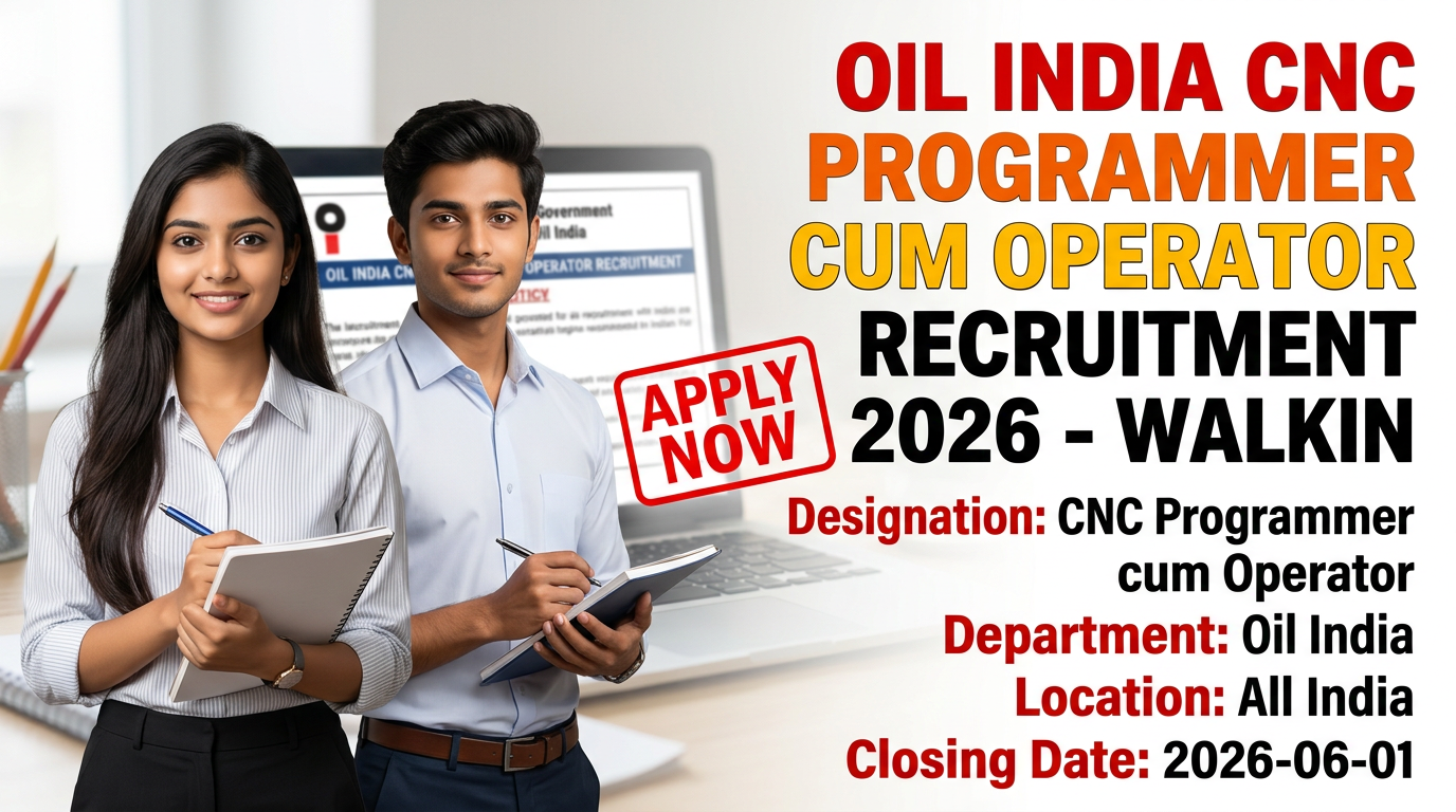 Oil India CNC Programmer cum Operator recruitment 2026 notification for 1 contractual position