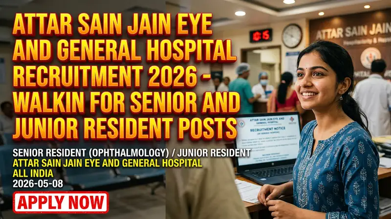 Attar Sain Jain Eye and General Hospital recruitment for Senior and Junior Resident posts