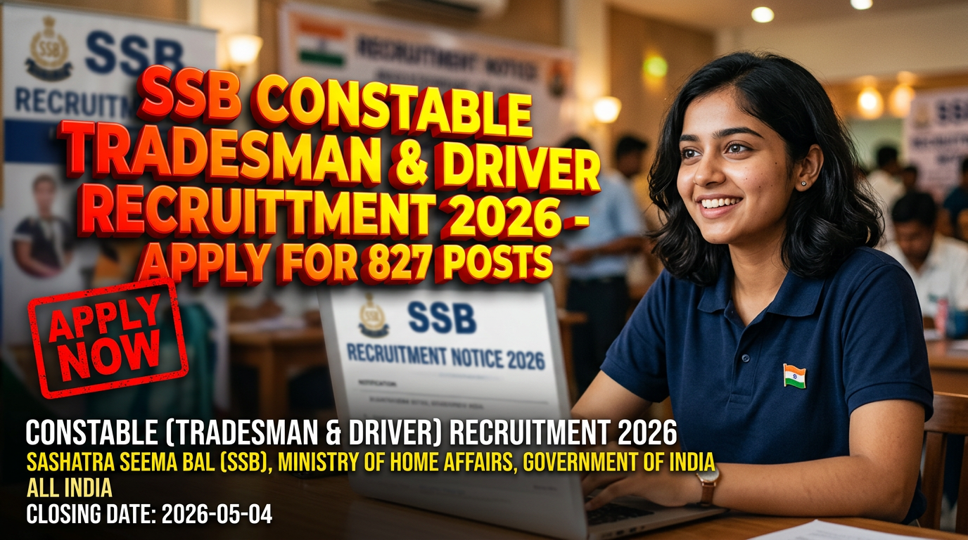 Sashastra Seema Bal (SSB) Constable Tradesman & Driver Recruitment 2026