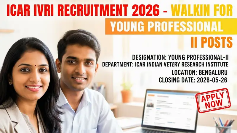 Cover image for ICAR IVRI Recruitment 2026 - Walkin for Young Professional II Posts