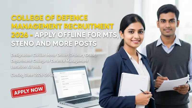 College of Defence Management 2026 recruitment notification for MTS, Steno, Driver and Cook…