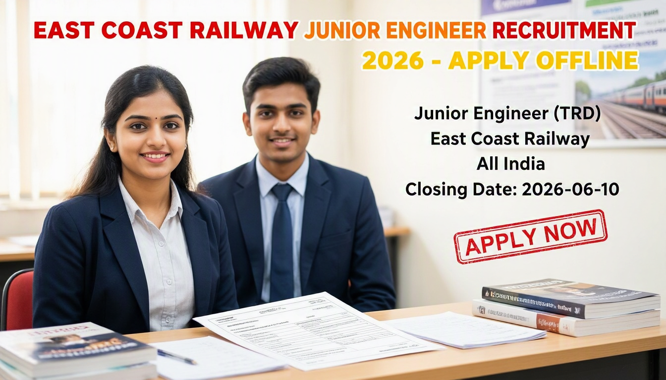 East Coast Railway Junior Engineer TRD Recruitment 2024 notification for 4 posts
