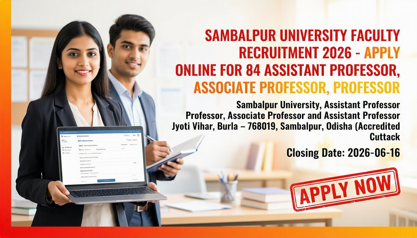 Cover image for Sambalpur University Faculty Recruitment 2026 84 Assistant Professor, Associate…