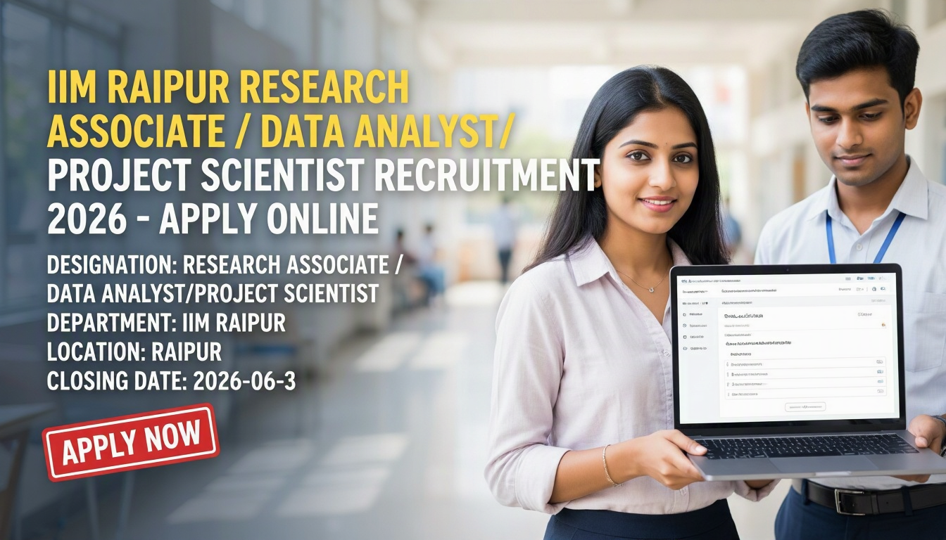 IIM Raipur Research Associate Data Analyst Project Scientist recruitment 2026 notification