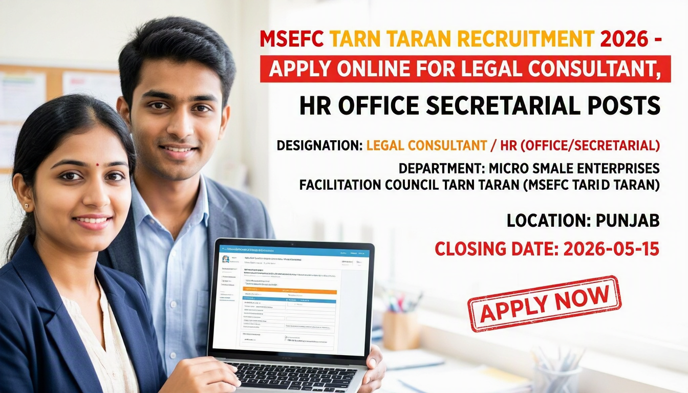 Cover image for MSEFC Tarn Taran Recruitment 2026 Legal Consultant, HR Office Secretarial Posts