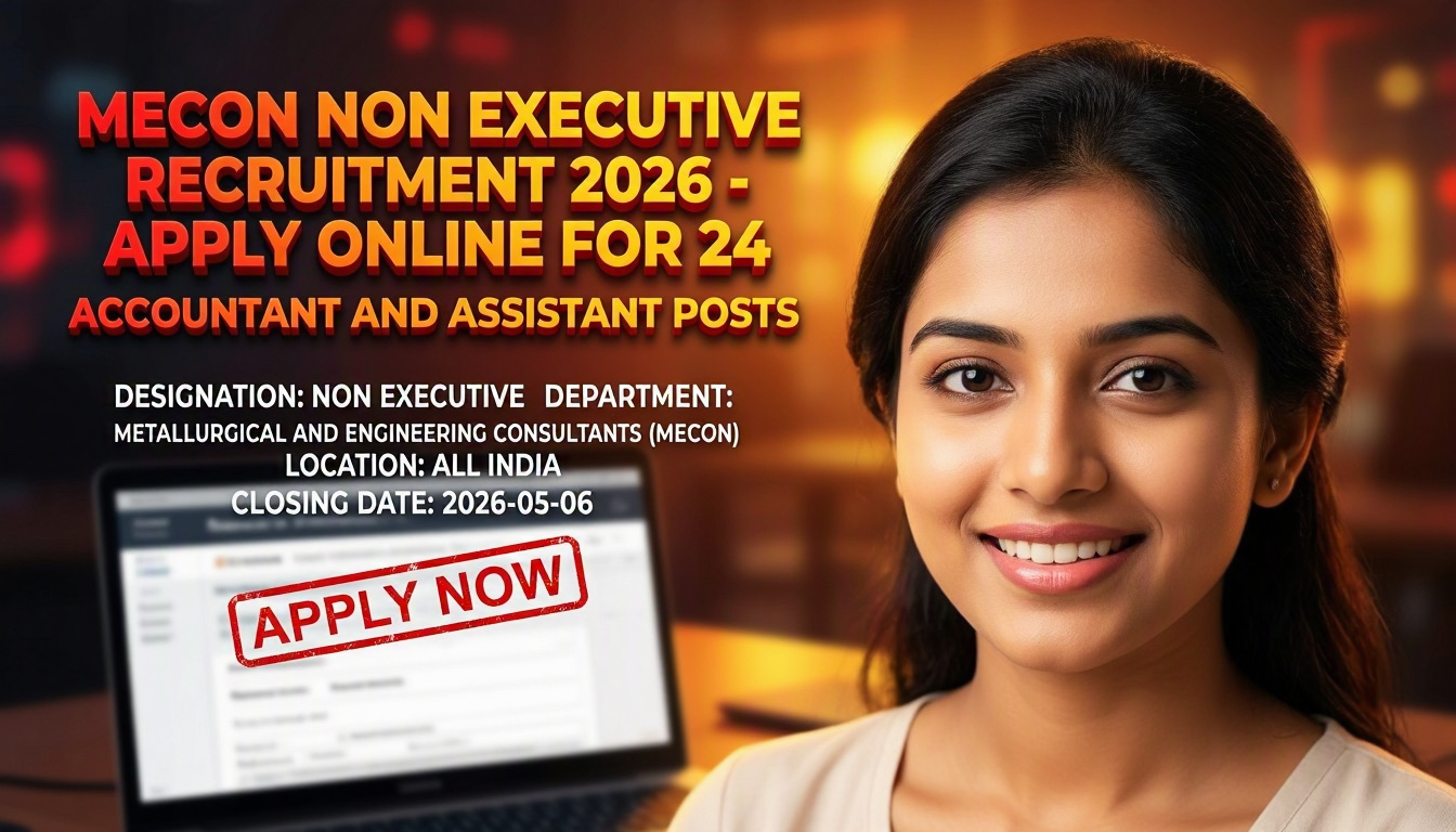 MECON Non-Executive Recruitment 2026 for 24 Accountant and Assistant Posts
