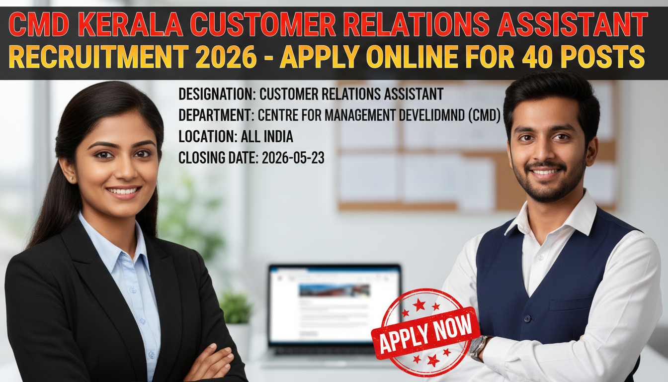 Centre for Management Development (CMD) Kerala Customer Relations Assistant recruitment