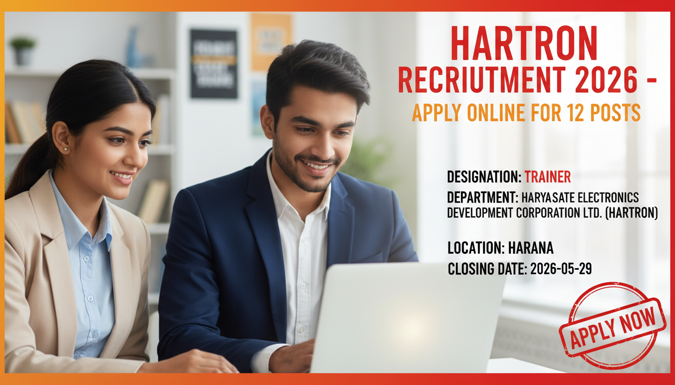 HARTRON Trainer Recruitment 2026 notification for 12 posts with online application details