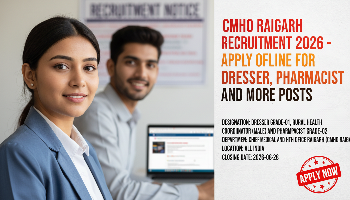 CMHO Raigarh Recruitment 2026 for Dresser, Pharmacist