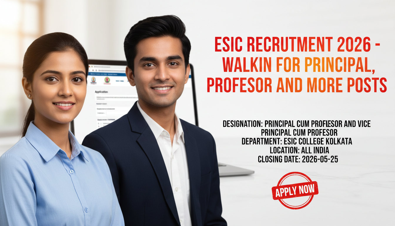 ESIC College Kolkata Principal and Vice Principal Recruitment 2026